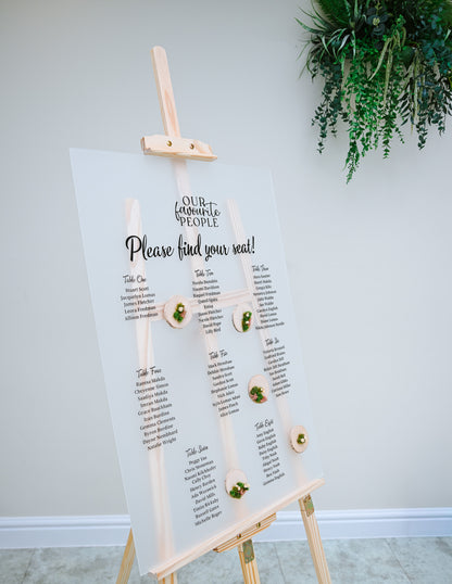 Seating Plan on Easel with Optional Flowers