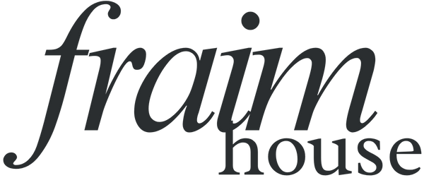 Logo of 'fraim house' on a white background