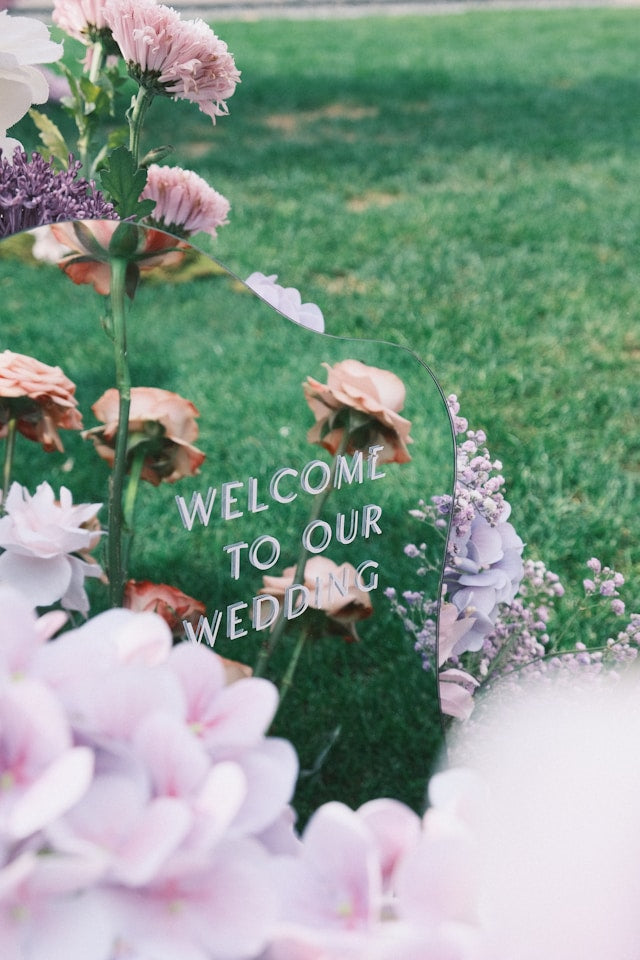 Mirror Welcome Sign with Optional Flowers