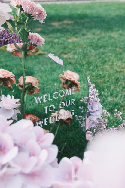Mirror Welcome Sign with Optional Flowers